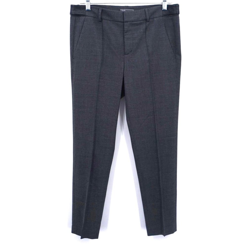 Vince Women Pants 6 Gray Flat Front Pants Wool Blend Straight Leg Trousers